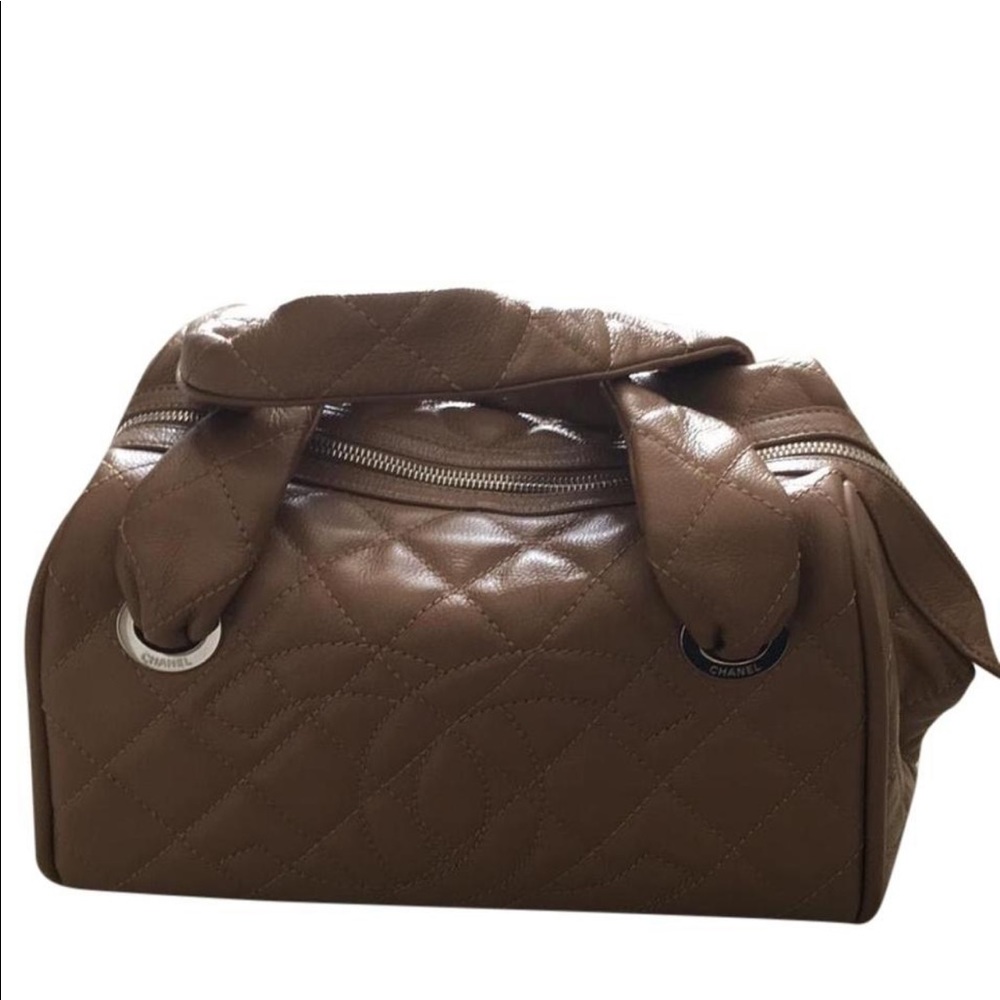 Chanel Tan caviar bowling tote